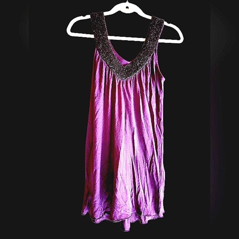 Matty M, Beaded Neckline Tank Top